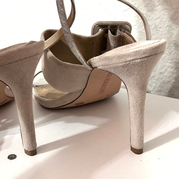 Enzo Angiolini Suede and Metallic Sandal Mixed Media Suede Leather Size 8 - Picture 5 of 9